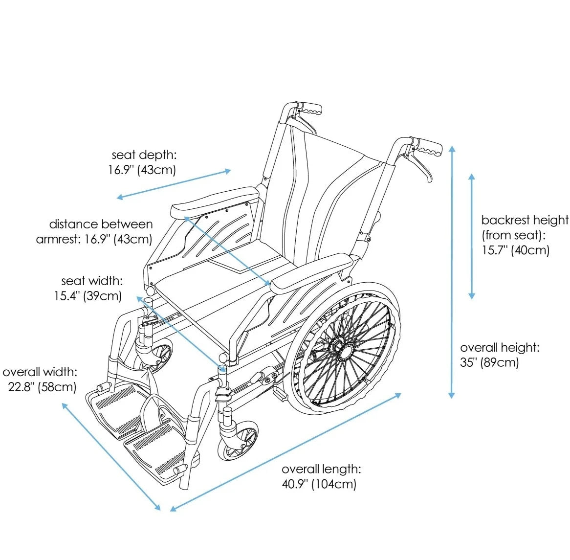 Bion | 02310-T Bion iLight Wheelchair Detachable 16'' wheel with Tension Back (Quick Release Ver.)