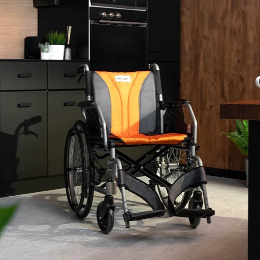 Bion | 00789 iLight Wheelchair ( 18 Inch ) - Detachable Leg Rest + Flip-up Armrest + Self Propelled + Anti Tipper + Washable Cushion