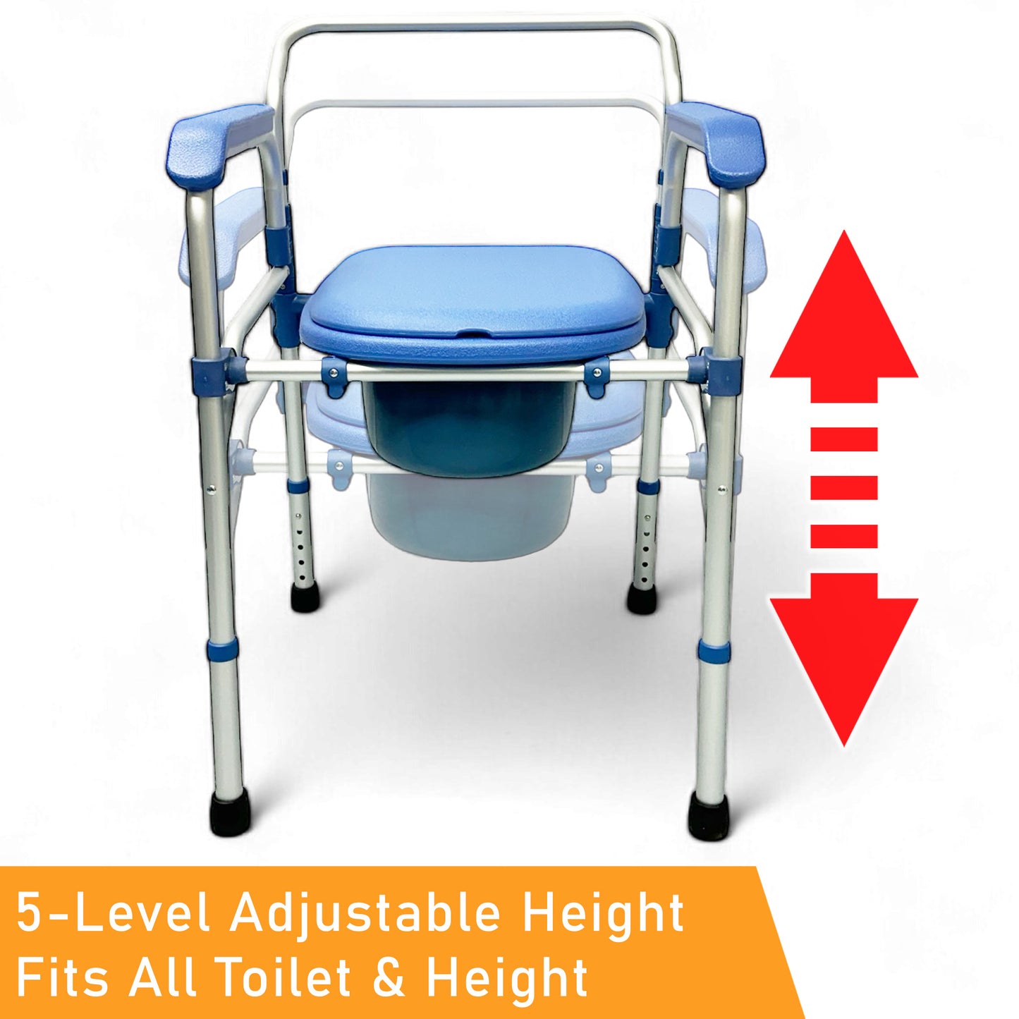 ViN K01 | Commode Shower Chair - Foldable + Adjustable Height + Stationery + Anti Rust