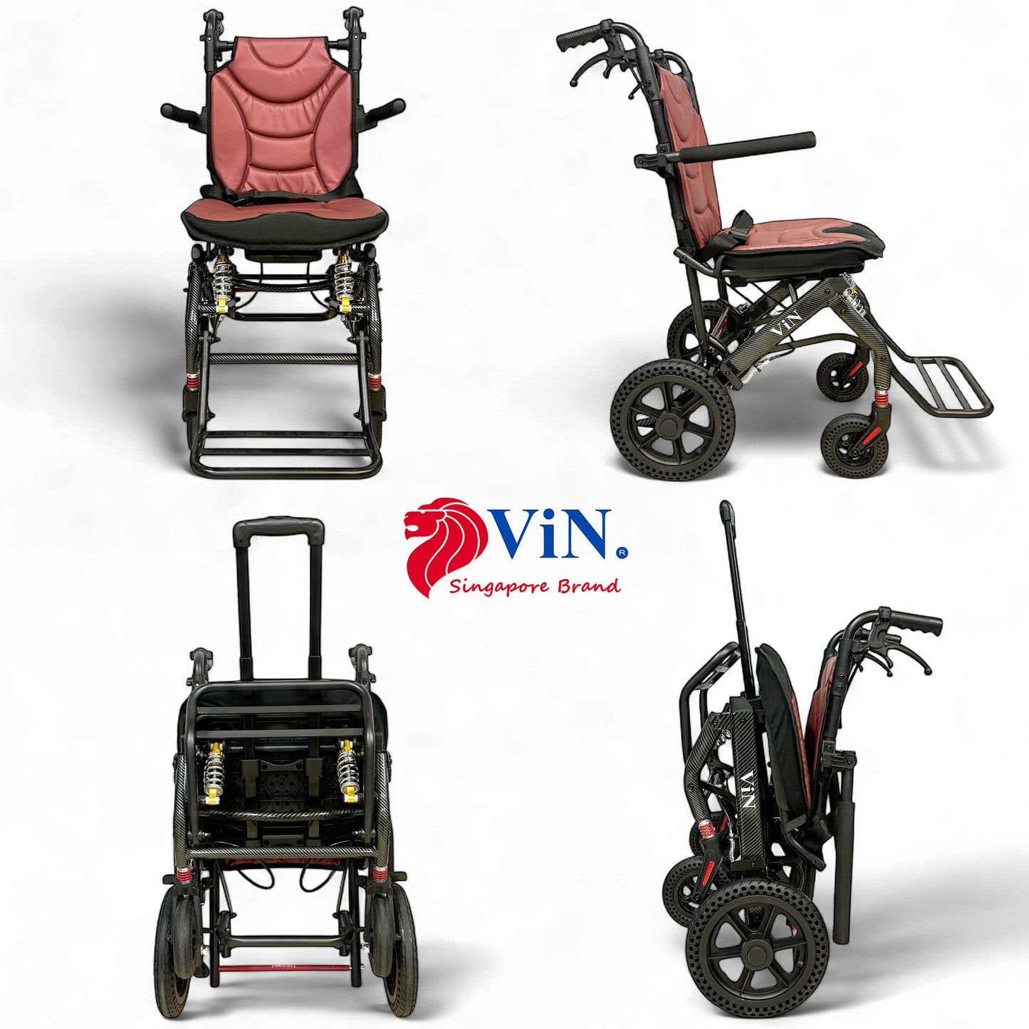 ViN A16 | Travel Pushchair - Removable Seat Cushion + Pull Handle + Flip-up Armrest & Footrest + Suspension + Lightweight + Haversack bag Carrier + Plane Approved Size