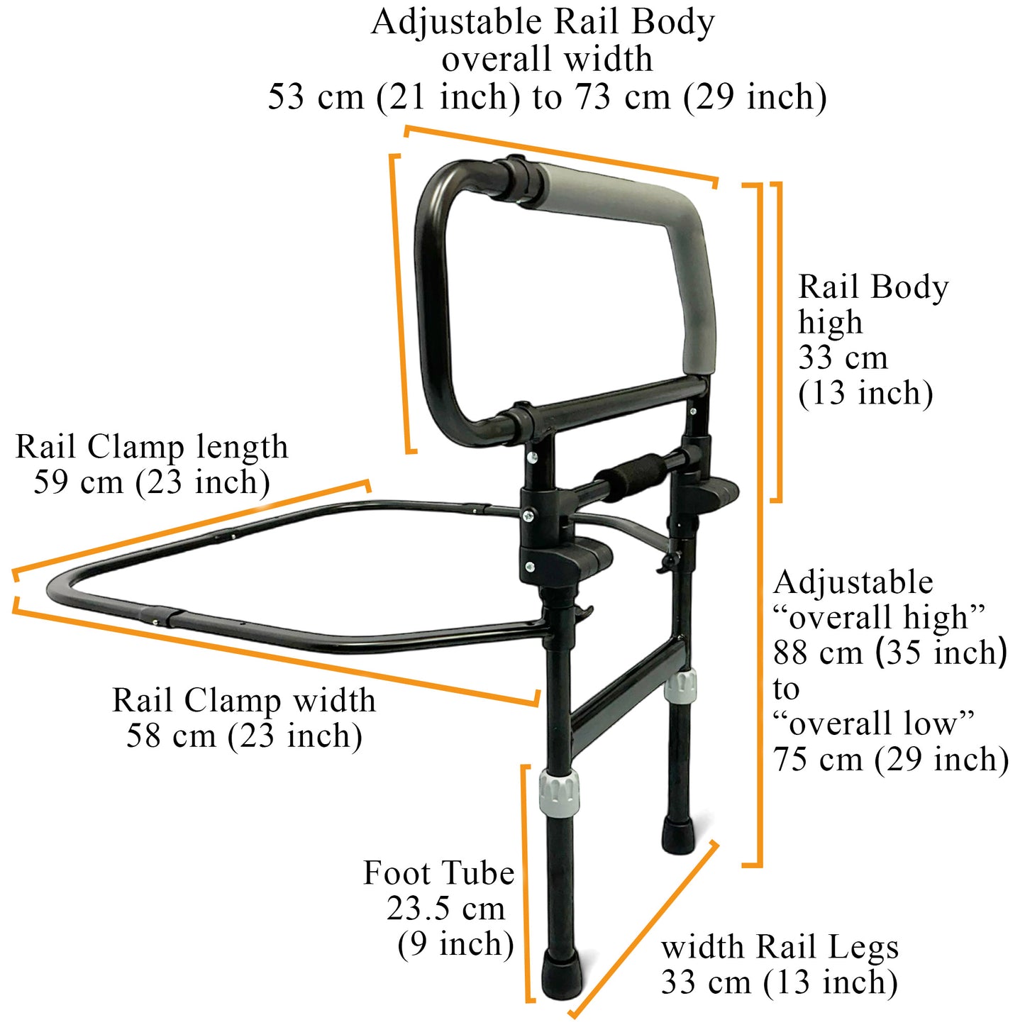 ViN BR03 |  Bedside Rail with Legs Foldable Flip Down Function