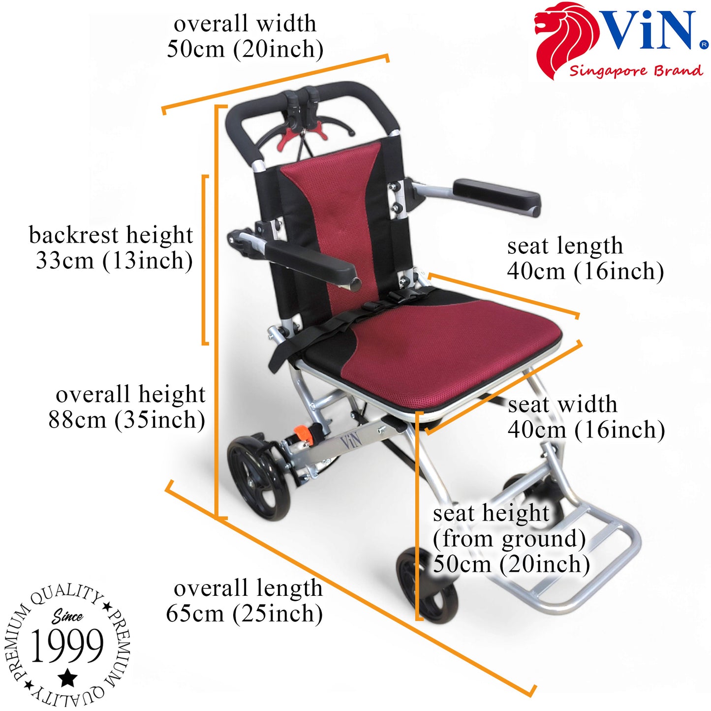 ViN 31A | Travel Pushchair - Flip-up Armrest & Footrest + Haversack bag Carrier + Cabin Approved Size