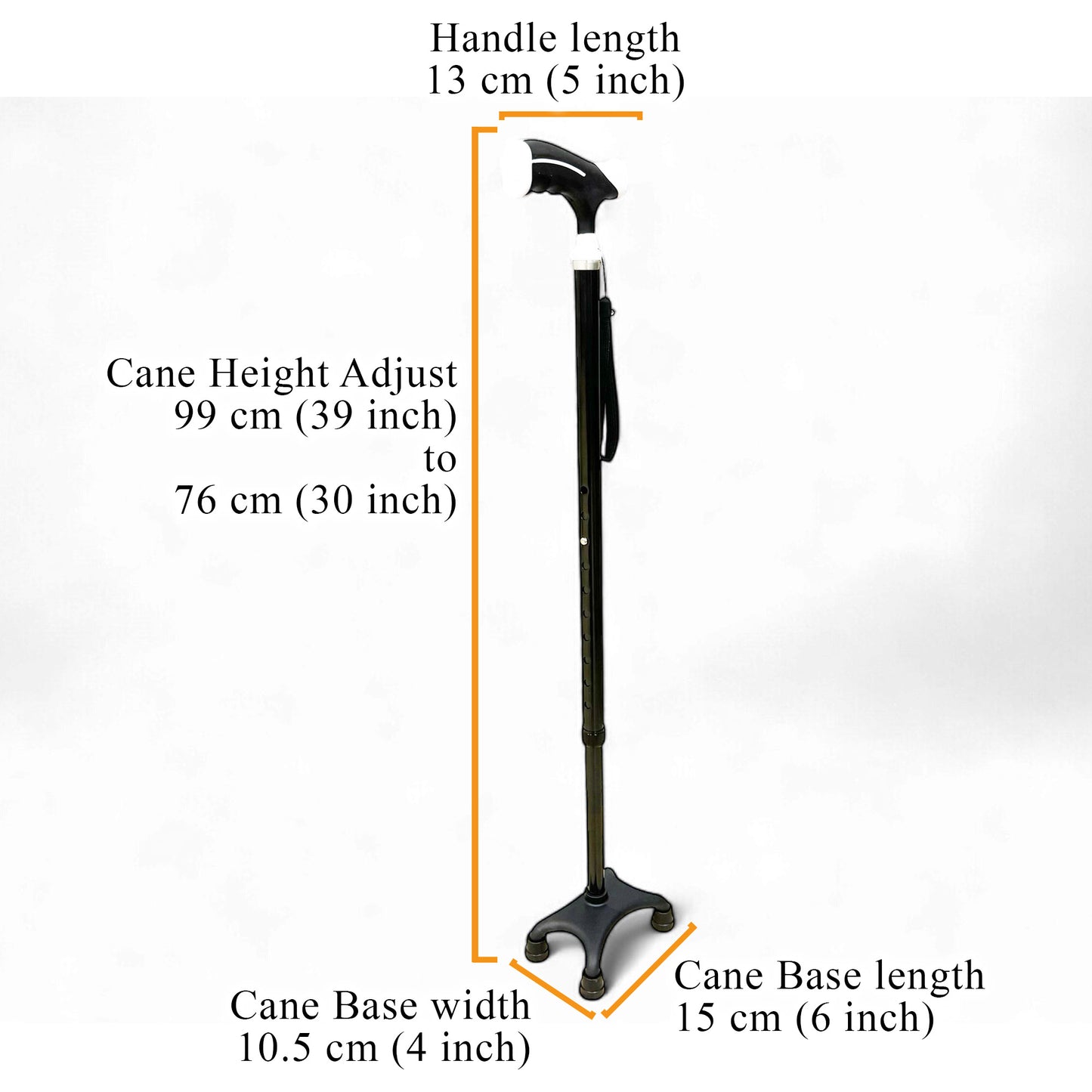 ViN WS02 | Aluminum Cane + 10 Section Adjustable + Offset Base Design + Anti-Slip + Safety Strap