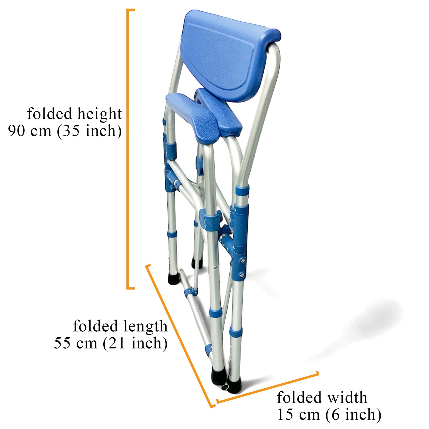 ViN K01B | Commode Shower Chair - Foldable + Adjustable Height + Stationery + Anti Rust