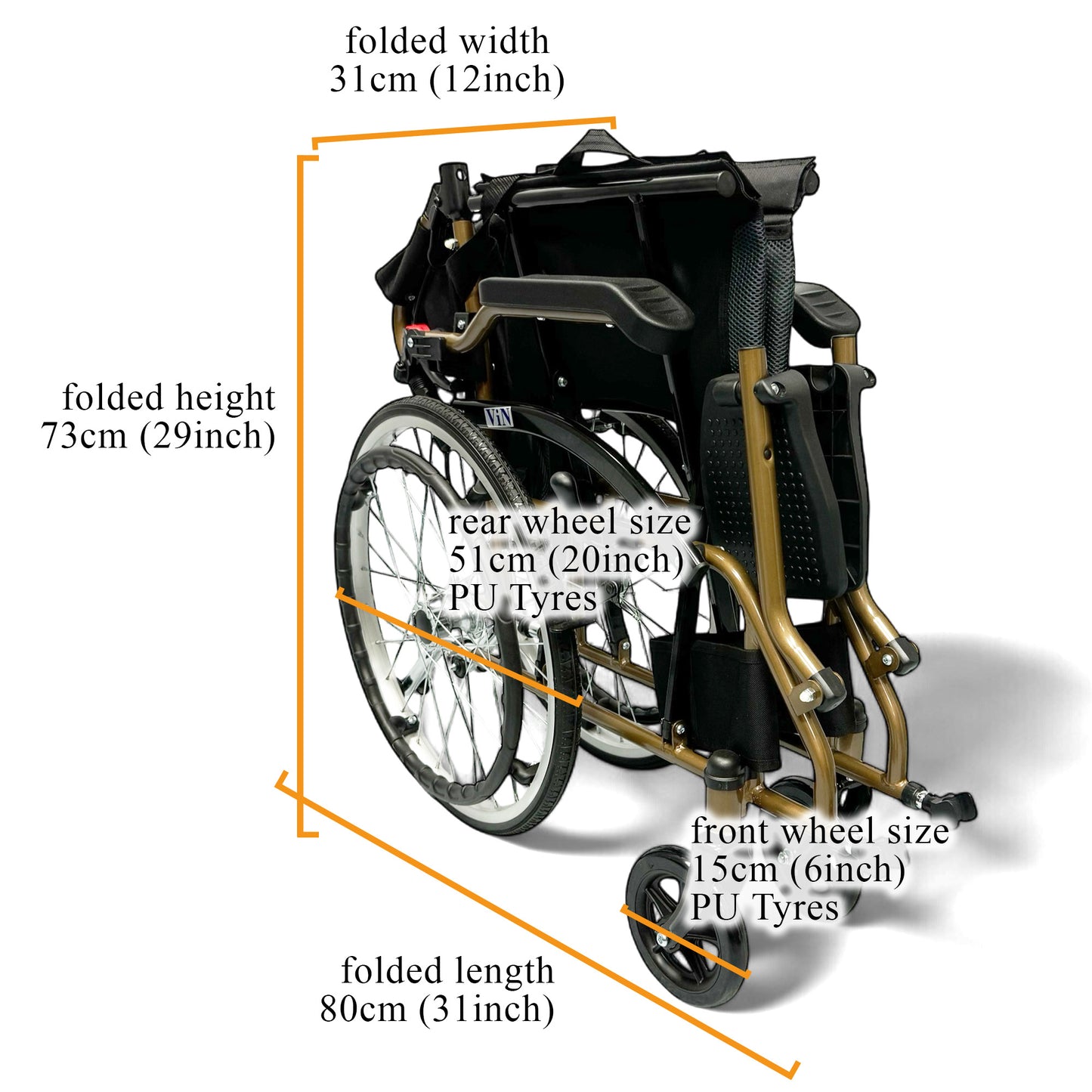 ViN DY878 | Self Propelled Wheelchair - Flip-Up Armrest - Retractable Footrest - Anti Tipper