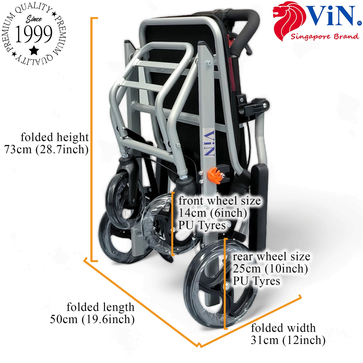 ViN 31A | Travel Pushchair - Flip-up Armrest & Footrest + Haversack bag Carrier + Cabin Approved Size