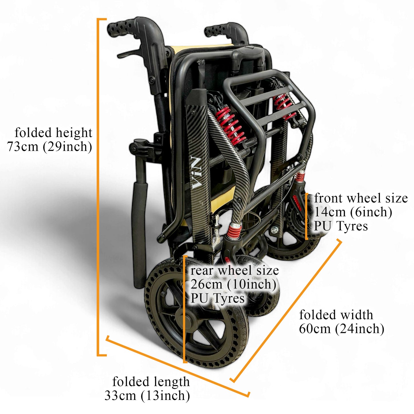 ViN A13 | Travel Pushchair - Increase Seat Width + Pull Handle + Flip-up Armrest & Footrest + Suspension + Lightweight + Haversack bag Carrier + Plane Approved Size