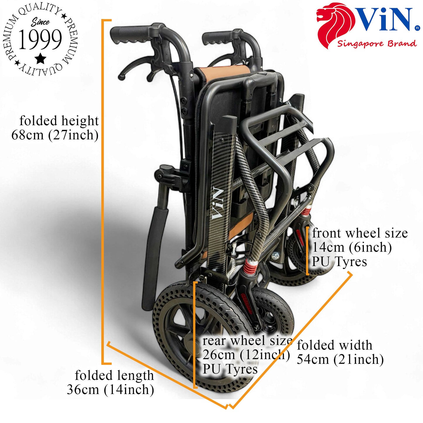 ViN DA07 | Travel Pushchair - Flip-up Armrest & Footrest + Haversack bag Carrier + Cabin Approved Size