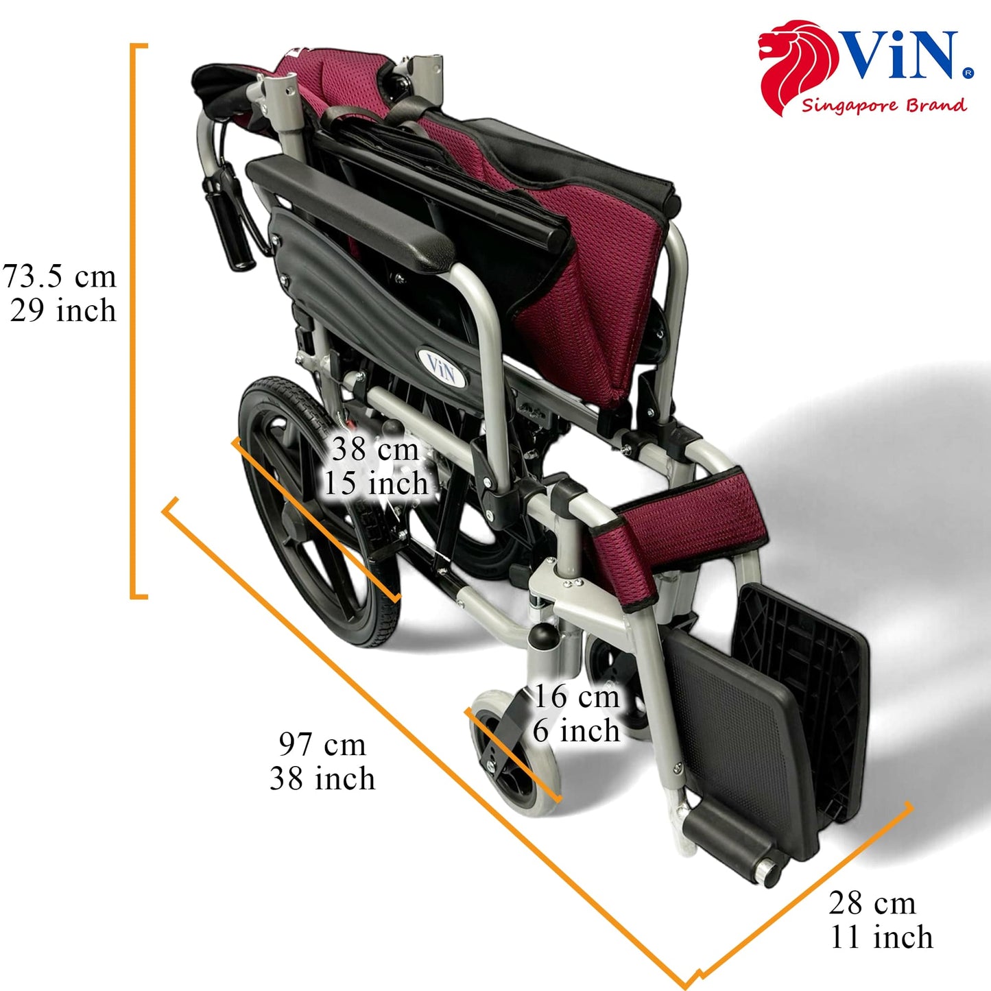 ViN 46A5S | Pushchair - Washable Cushion - Flip-up Armrest - Detachable Legrest - Anti Tipper