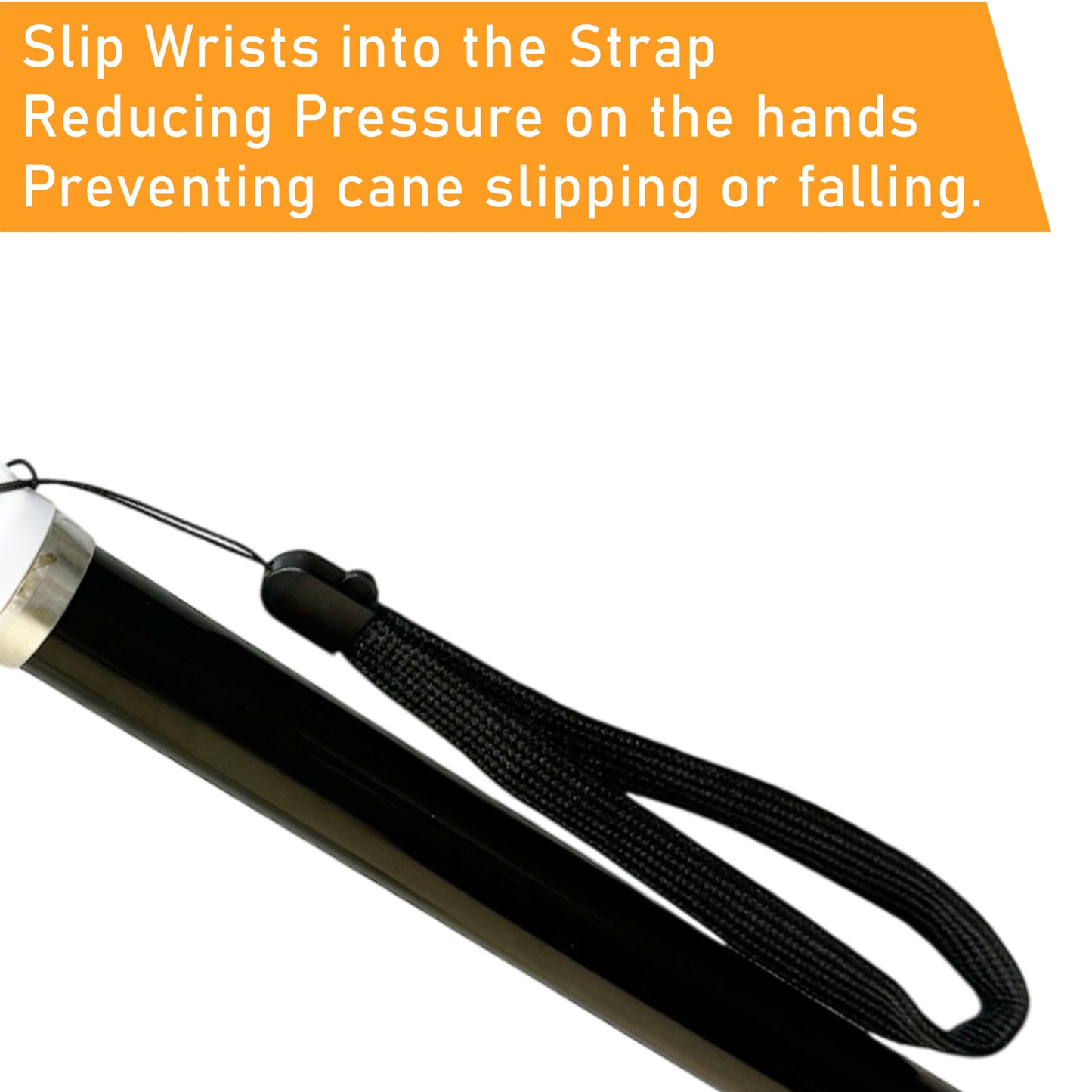 ViN WS02 | Aluminum Cane + 10 Section Adjustable + Offset Base Design + Anti-Slip + Safety Strap