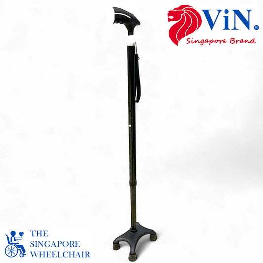 ViN WS02 | Aluminum Cane + 10 Section Adjustable + Offset Base Design + Anti-Slip + Safety Strap