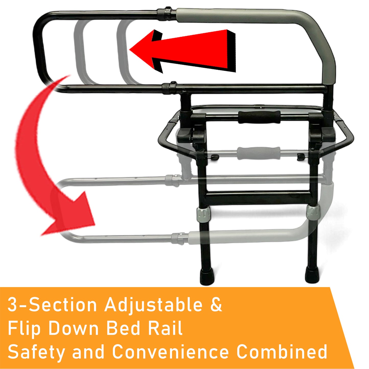 ViN BR03 |  Bedside Rail with Legs Foldable Flip Down Function