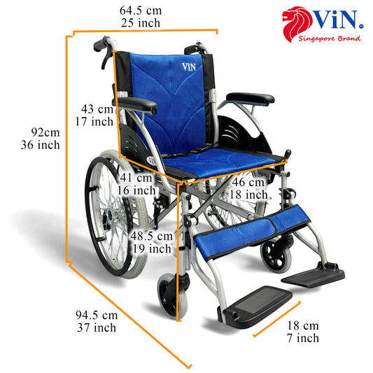 ViN 32A | Self Propelled Wheelchair - Fixed Armrest - Retractable Footrest