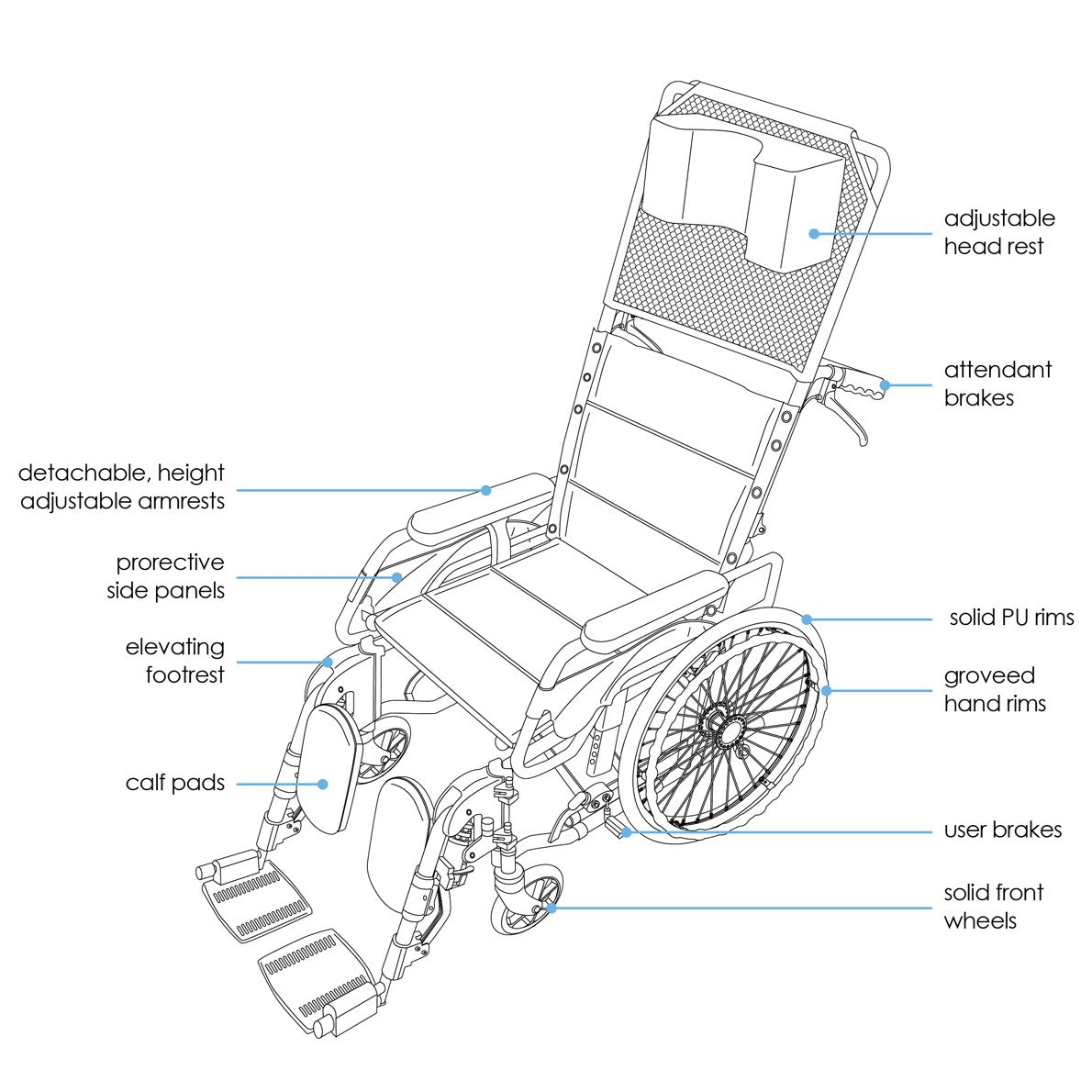 Bion | 00910 - Bion Detac Recliner Wheelchair