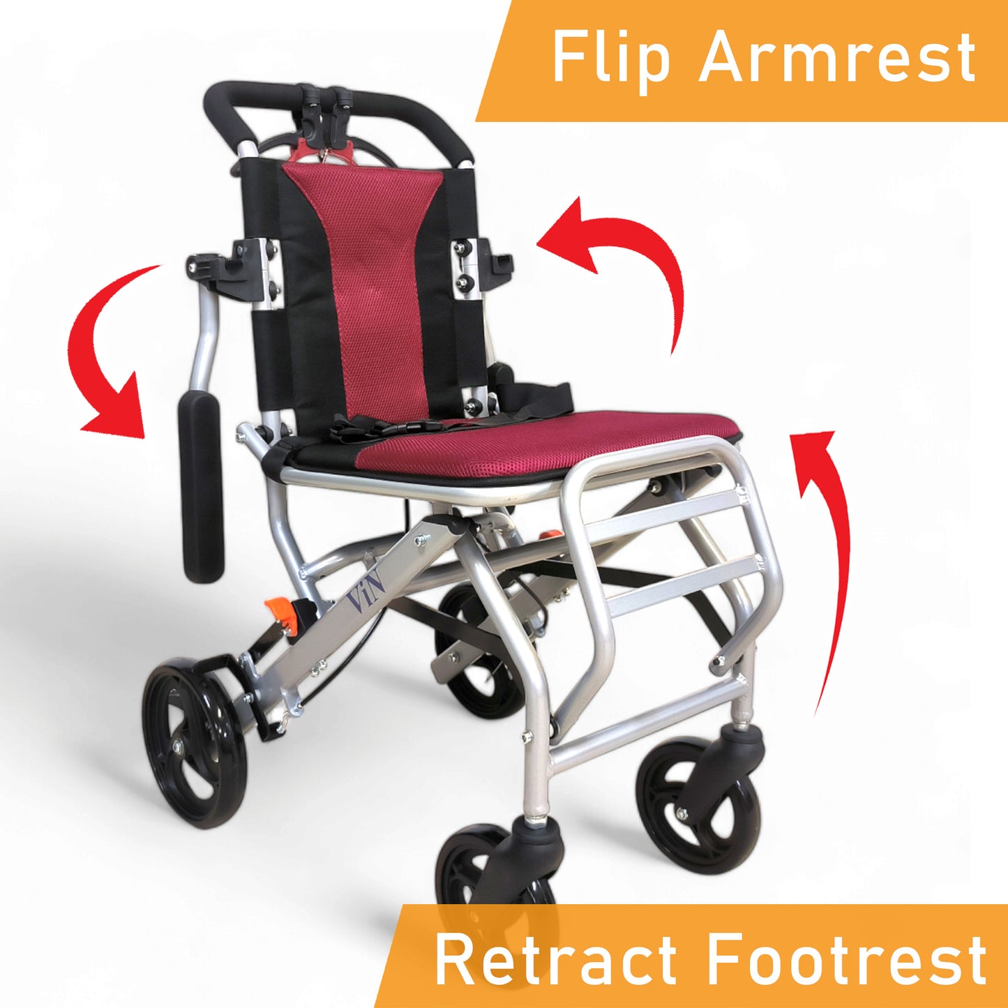 ViN 31A | Travel Pushchair - Flip-up Armrest & Footrest + Haversack bag Carrier + Cabin Approved Size