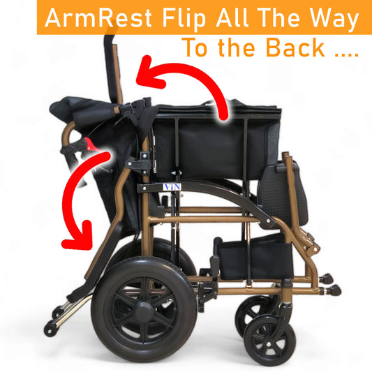 ViN DY820 | Pushchair - Flip-Up Armrest - Retractable Footrest - Anti Tipper