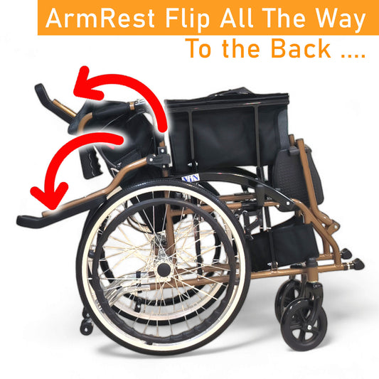 ViN DY878 | Self Propelled Wheelchair - Flip-Up Armrest - Retractable Footrest - Anti Tipper