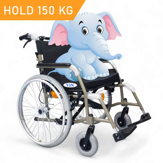 ViN 35AL | BIG Wheelchair - Hold 150 KG + 55 CM Seat Width + Self Propelled