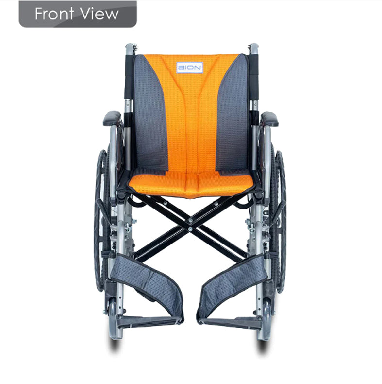 Bion | 00789 iLight Wheelchair ( 18 Inch ) - Detachable Leg Rest + Flip-up Armrest + Self Propelled + Anti Tipper + Washable Cushion