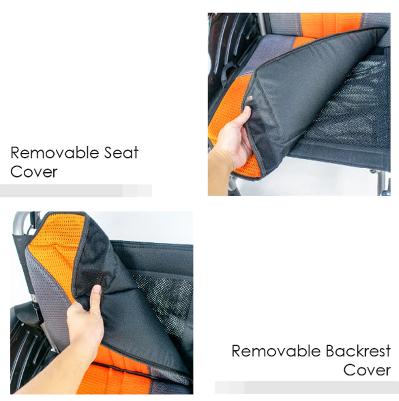 Bion | 00789 iLight Wheelchair ( 18 Inch ) - Detachable Leg Rest + Flip-up Armrest + Self Propelled + Anti Tipper + Washable Cushion